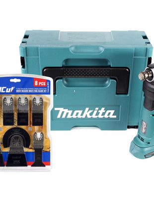 Makita DTM 51 ZJ 18 V Li-Ion Akku Multifunktion Werkzeug Solo im Makpac + WellCut MT-8 8 tlg. Sägeblätter Set - Toolbrothers