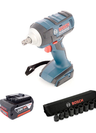 Bosch GDS 18 V-EC 250 Professional brushless Akku Drehschlagschrauber + 1 x GBA 18 V 5 Ah Akku +1/2" Steckschlüssel Einsätze Außen Sechskant Nüsse Set 9 tlg. ( 2608551100 ) - Toolbrothers