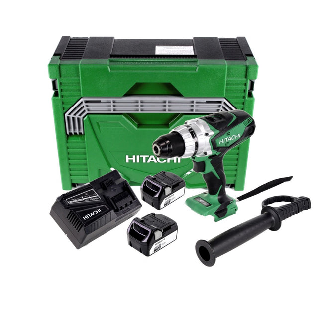 Hitachi DS 18 DSDL 18 V Akku Bohrschrauber im Koffer + 2x Hitachi BSL 1840 18 V 4,0 Ah / 4000 mAh Li-Ion Akku + Hitachi UC 18YFSL Akku Ladegerät - Toolbrothers