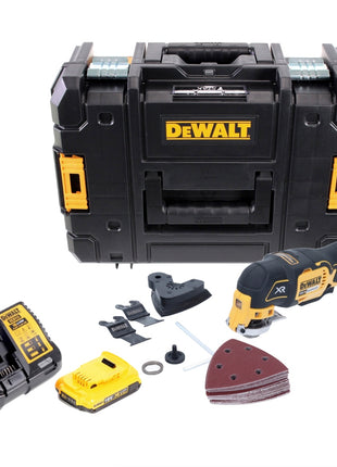 DeWalt DCS 355 D1 Akku Oszillierer Multitool 18 V Brushless + 1x Akku 2,0 Ah + Ladegerät + 29 tlg. Zubehör + TSTAK - Toolbrothers