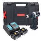 Makita DHP 484 SFJB-R taladro percutor inalámbrico 18 V 54 Nm sin escobillas negro + 2x baterías 3,0 Ah + cargador + RHINO