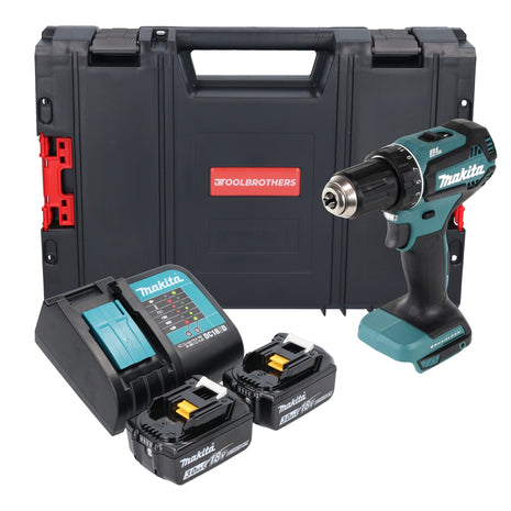 Trapano avvitatore a batteria Makita DDF 485 SFJ-R 18 V 50 Nm senza spazzole + 2x batteria ricaricabile 3,0 Ah + caricabatterie + RHINO