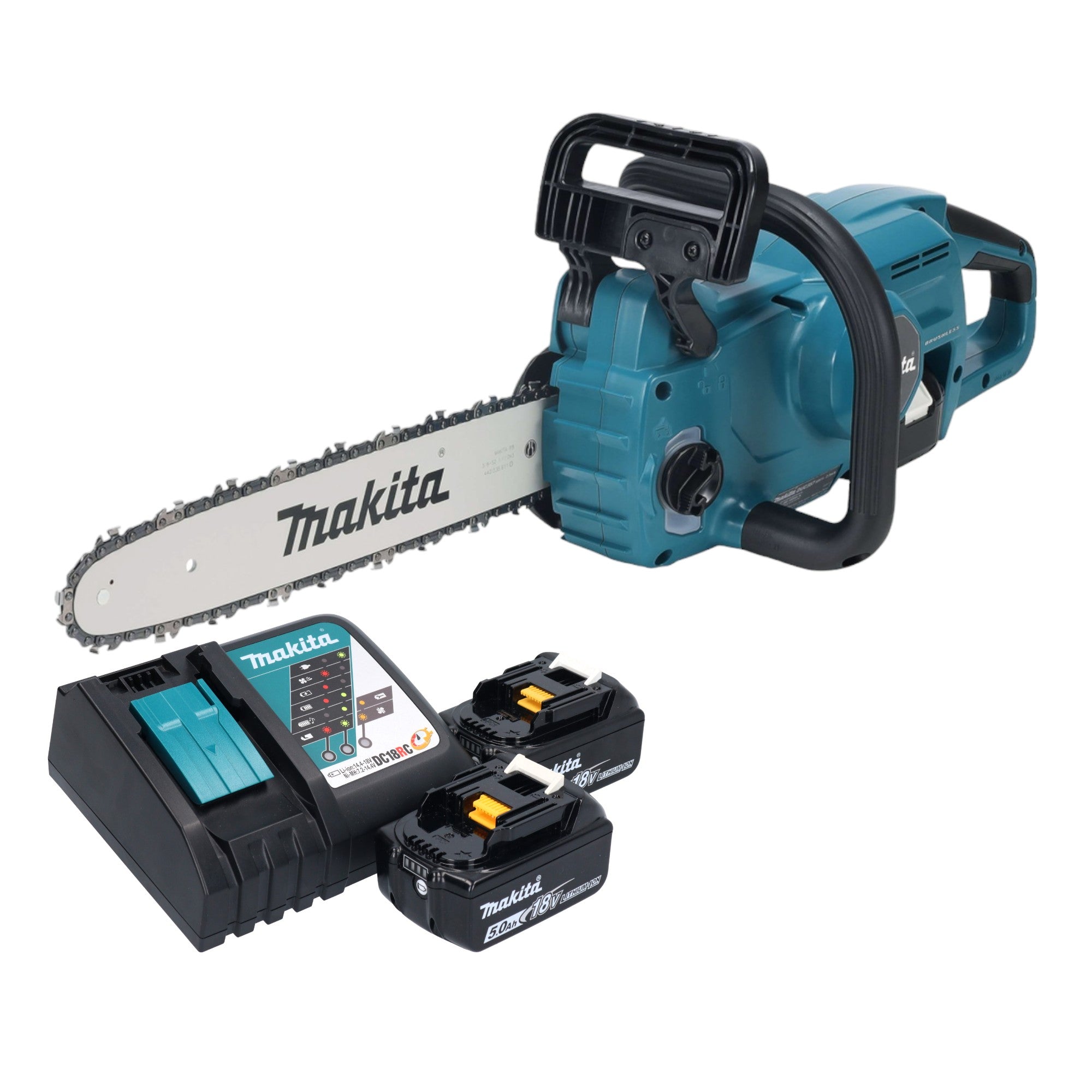 Makita DUC 357 RT2X3 Akku Kettensaege 18 V 35 cm Brushless 2x Akku 5 0 Ah Ladegeraet 0 - toolbrothers