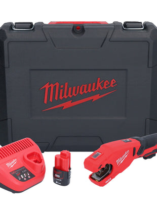 Cortatubos de acero inoxidable a batería Milwaukee M12 PCSS-201C 12 V 12 - 28 mm + 1x batería 2,0 Ah + cargador + estuche