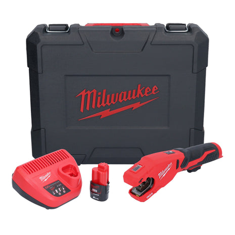 Coupe-tube en acier inoxydable sur batterie Milwaukee M12 PCSS-201C 12 V 12 - 28 mm + 1x batterie 2,0 Ah + chargeur + étui