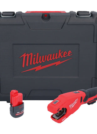 Milwaukee M12 PCSS-251C cortatubos de acero inoxidable a batería 12 V 12 - 28 mm + 1x batería 2,5 Ah + estuche - sin cargador