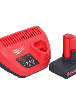 Milwaukee M12 PCSS-501C cortatubos de acero inoxidable a batería 12 V 12 - 28 mm + 1x batería 5,0 Ah + cargador + estuche