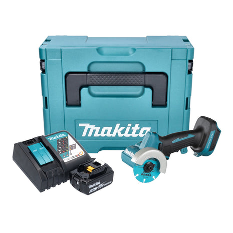 Makita DMC 300 RT1J cordless angle grinder 18 V 76 mm brushless + 1x rechargeable battery 5.0 Ah + charger + Makpac