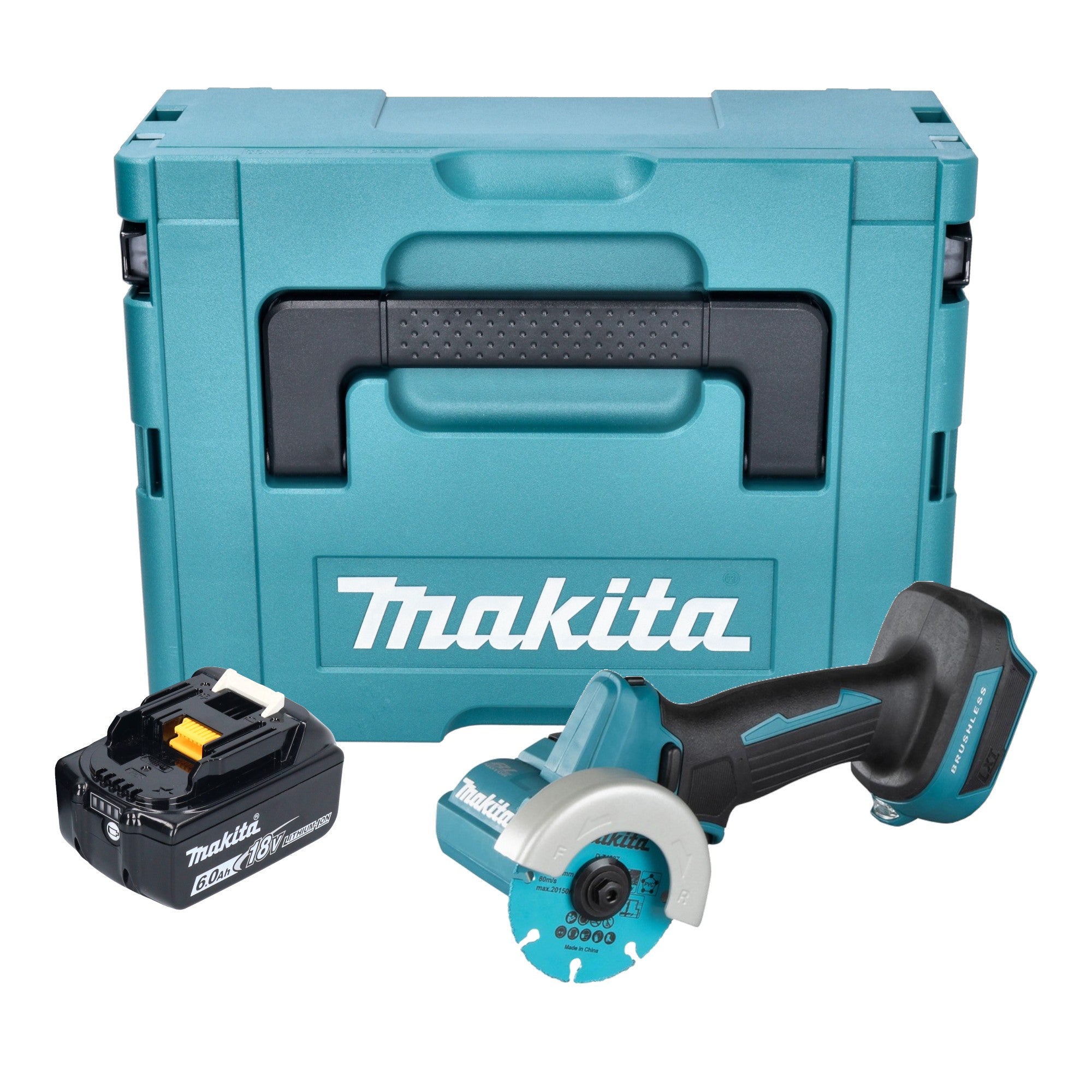 Makita DMC 300 G1J Akku Winkelschleifer 18 V 76 mm Brushless 1x Akku 6 0 Ah Makpac ohne Ladegeraet 0 - toolbrothers
