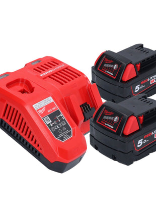 Lijadora de banda a batería Milwaukee M18 FBTS75-502X 18 V 75 x 457 mm sin escobillas + 2x batería 5,0 Ah + cargador + caja HD