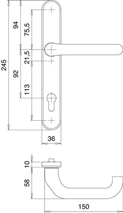 EDI profile door set Kronos 1300/0035 aluminium F1 ( 3000200026 )