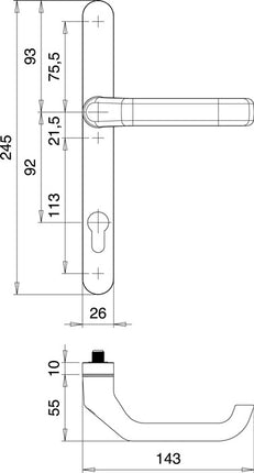 Juego de puerta de perfil EDI Atlas 1200/0026 Aluminio F1 ( 3000200040 )