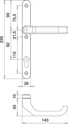 Juego de puerta de perfil EDI Atlas 1200/0026 Aluminio F1 ( 3000200040 )