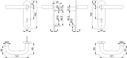 HOPPE zestaw krótkich rozet Paris E138Z/353K stal nierdzewna F69 ( 3000203012 )