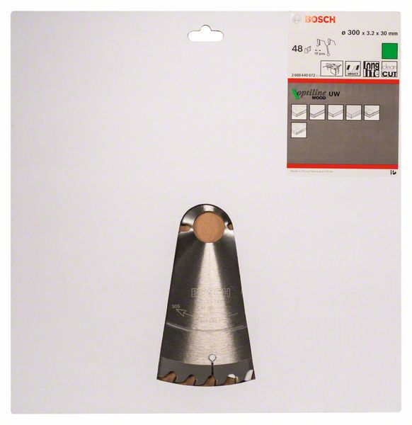 Hoja de sierra circular BOSCH Optiline Wood Ø exterior 300 mm Número de dientes 48 UW ( 4000815446 )