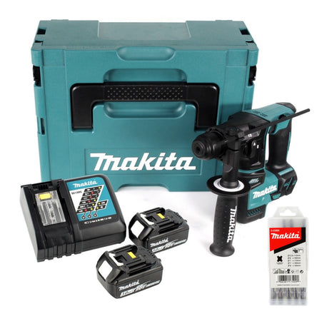 Makita DHR 171 RFJ 18 V 2-stufig Brushless Akku Bohrhammer SDS Plus + 2x Akku 3,0Ah + Ladegerät + 5 tlg. Hartmetall Bohrer Set + Makpac - Toolbrothers