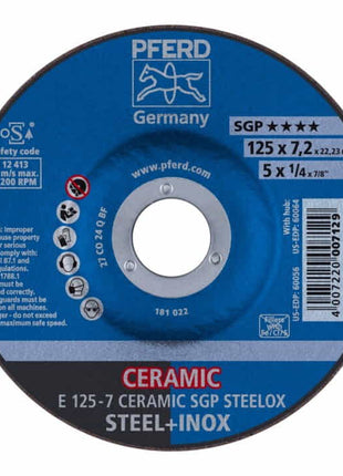 Disco abrasivo PFERD CERAMIC SGP STEELOX D125xS7mm (4000843237)