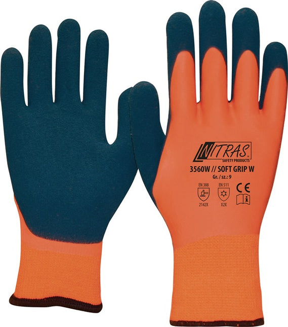 Guantes de protección contra el frío NITRAS SOFT GRIP W talla 9 naranja/azul oscuro ( 8000235057 )