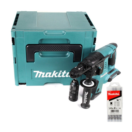 Makita DHR 264 ZJ 2 x 18 V / 36 V Akku-Bohrhammer SDS-PLUS im Makpac + 5 tlg. Hartmetall Bohrer Set für Mauerwerk und Beton - ohne Akku, ohne Ladegerät - Toolbrothers