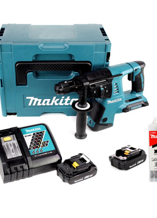 Makita DHR 264 RAJ Akku Bohrhammer 36 V ( 2 x 18 V ) 3,0 J SDS Plus + 2x Akku 2,0 Ah + Ladegerät + 5 tlg. Bohrer Set + Makpac - Toolbrothers