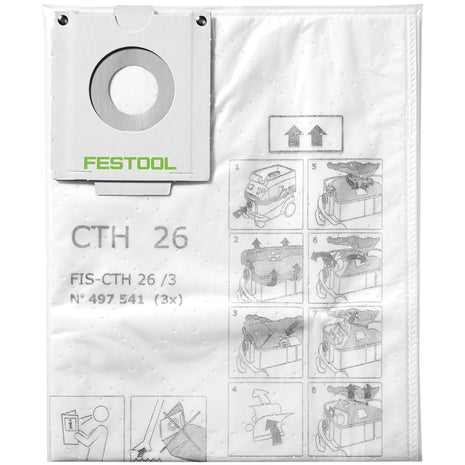 Festool FIS-CTH 26/3 Sac filtrant de sécurité 24 l classe de poussière H 6 pcs ( 2x 497541 ) pour CTH 26