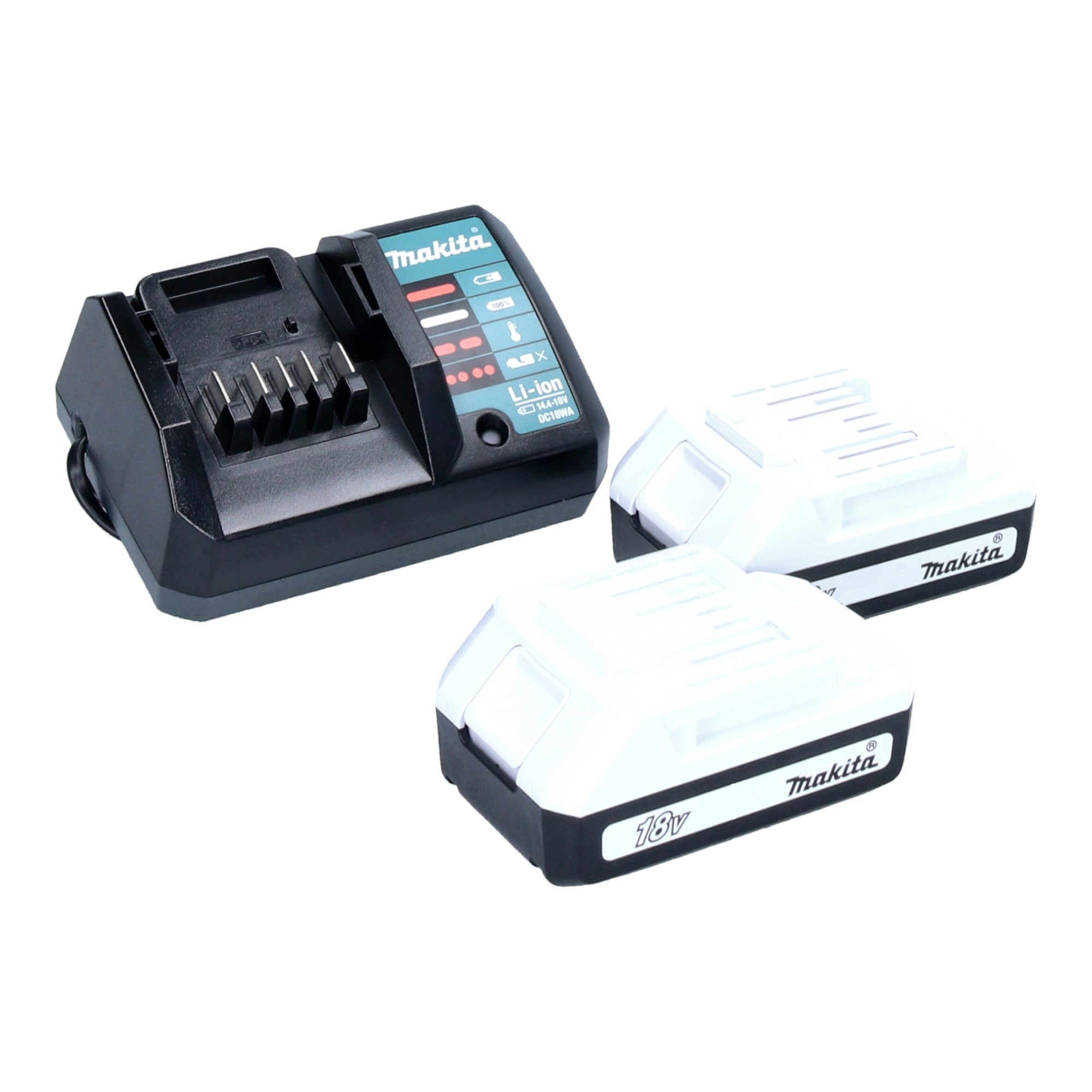 Makita DK18B56Y Spezial Set mit Schlagbohrschrauber HP488D und Grasschere UM110D 18 V G Serie 2x 1 5 Ah Akku Ladegeraet  2 - toolbrothers