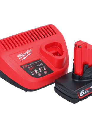 Meuleuse droite à batterie Milwaukee M12 FDGS-601 12 V 6 / 8 mm sans balais + 1x batterie 6,0 Ah + chargeur