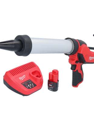 Pistola de cartuchos a batería Milwaukee M12 PCG/400A-201 12 V 400 ml + 1x batería 2,0 Ah + cargador