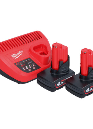 Pistola de cartuchos a batería Milwaukee M12 PCG/400A-402 12 V 400 ml + 2x baterías 4,0 Ah + cargador