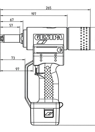 Remachadora GESIPA a batería AccuBird® 7 piezas 10000 N (4000813080)