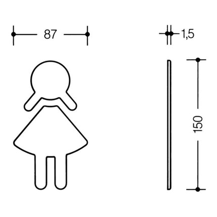 HEWI Symbol Frau 710XA.150.2 stainless steel colour no. XA ( 3000206436 )