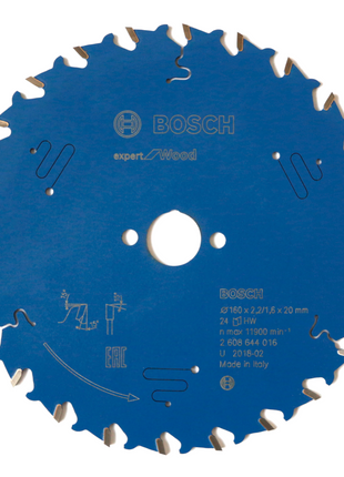 Bosch Kreissägeblatt Expert for Wood 160 x 20 x 2,2 mm 24 Zähne ( 2608644016 ) - Toolbrothers