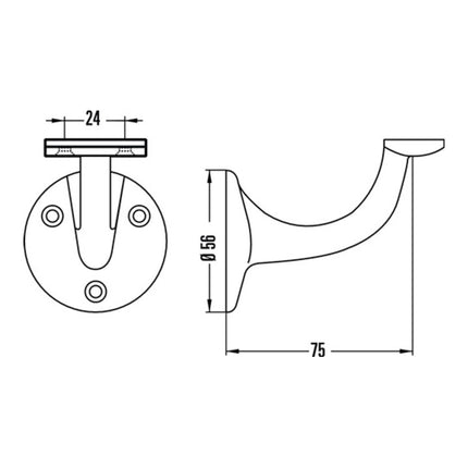 HERMETA handrail support 3507 aluminium silver anodised ( 3000283336 )