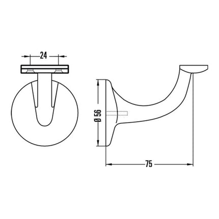 Soporte de pasamanos HERMETA 3508 aluminio anodizado plata ( 3000283338 )