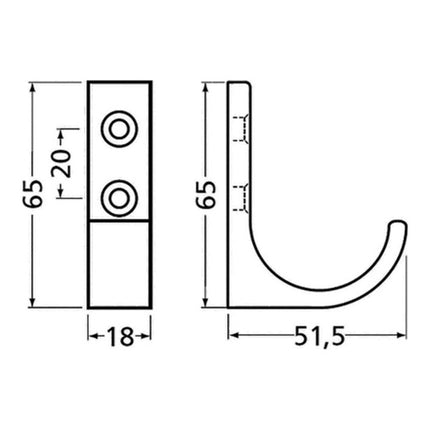 Percha HERMETA 0149 proyección simple 51,5 mm ( 3000283357 )