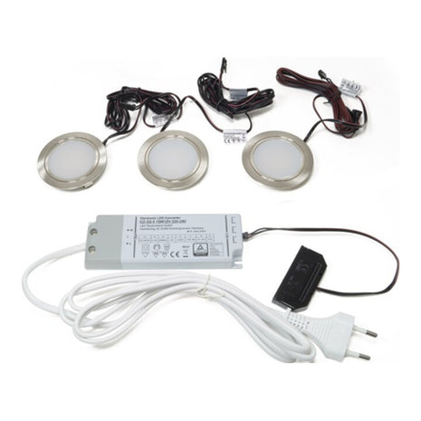 L&amp;S Set de 3 lampes encastrées Chip Blanc chaud 12 V 12 W ( 3000550005 )