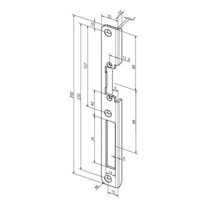 Placa de cierre acodada ASSA ABLOY 63 B acero inoxidable ( 3324034050 )