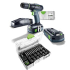 Festool Akku Bohrschrauber T 18+3 Li im T-LOC mit 2 x 3,1 Ah Akkus und Ladegerät ( 575596 ) + Centrotec Set im Mini Systainer ( 203817 ) - Toolbrothers