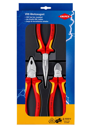 Juego de alicates KNIPEX, contenido del paquete eléctrico 3 piezas VDE (4000794416)