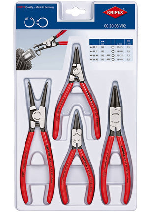 Szczypce do pierścieni osadczych KNIPEX 4-częściowe, wytrzymałe opakowanie z tworzywa sztucznego ( 4000795290 )