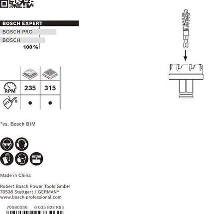 Sierra de corona BOSCH Expert Sierra para chapa diámetro 51 mm profundidad de corte 5 mm (4000800275)