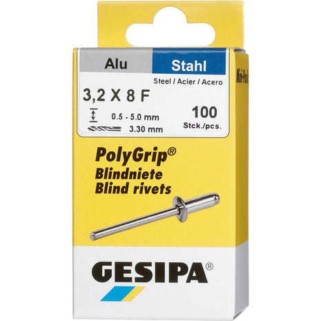 Remache ciego GESIPA Vástago de remache PolyGrip® dxl 3,2 x 8 mm (4000813757)