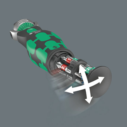 WERA Cricchetto girevole e reversibile 8009 Zyklop Set tascabile 1 3/8 ″ + 1/4 ″ 72 denti ( 4000822450 )