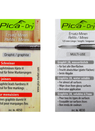 Pica DRY Ersatzminen Graphit Set Wassserlöslich Multi-Use 10 tlg. + Ersatzminen Graphit Härte H 10 tlg. - Toolbrothers