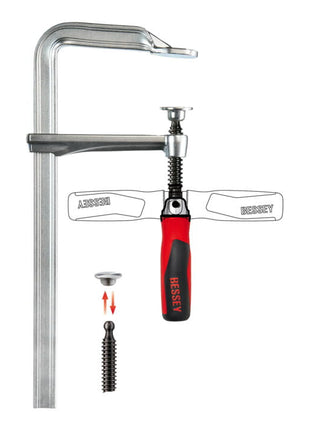 BESSEY Serre-joints tout acier GZ-KG envergure 250 mm col de cygne 120 mm ( 4000831651 )