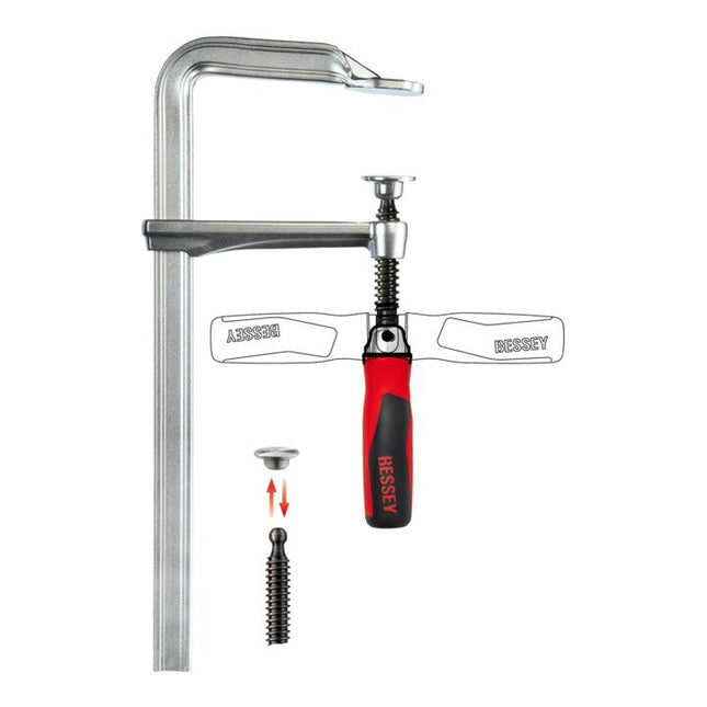 BESSEY all-steel screw clamp GZ-KG Clamping width 400 mm Projection 120 mm ( 4000831653 )