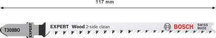 Hoja de sierra de calar BOSCH Wood 2 caras limpias T 308 BO longitud total 117 mm (4000837513)