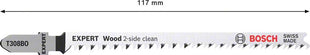 Hoja de sierra de calar BOSCH Wood 2 caras limpias T 308 BO longitud total 117 mm (4000837529)