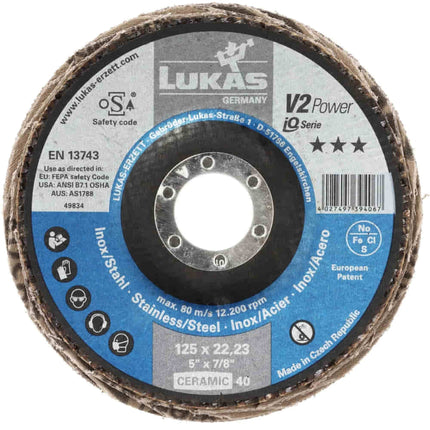 LUKAS tarcza listkowa V2 POWER CER Ø 125 mm ziarnistość 40 płaska ( 4000840349 )