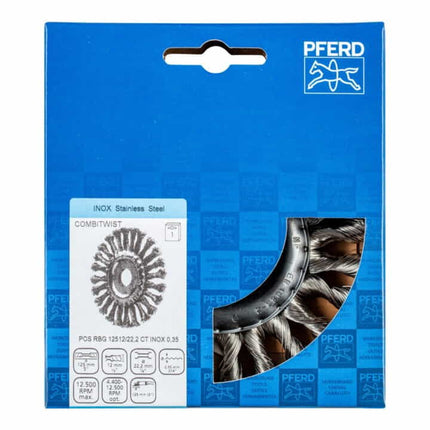 PFERD Carda redonda RBG 12512/22,2 CT INOX 0,35 Ø 125 mm Espesor del alambre 0,35 mm ( 4000841219 )